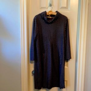 Navy and cream knit dress